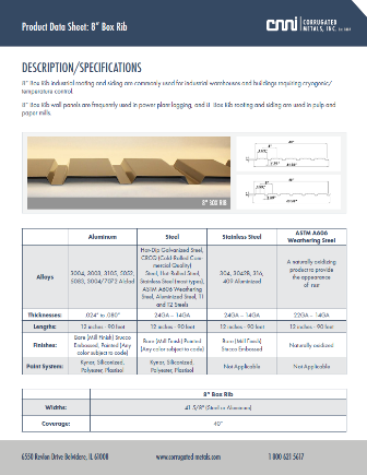 Box Rib Data Sheet