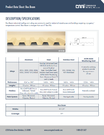 Box Beam Data Sheet Download